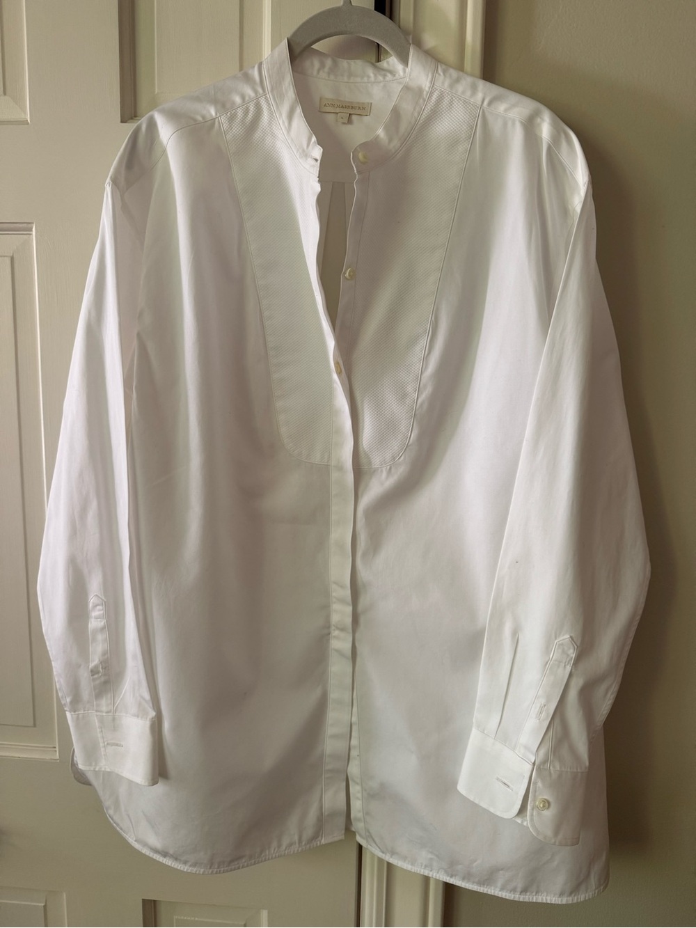 Ann Mashburn Oversized White Mandarin-Collar Shirt - Picture 10 of 10